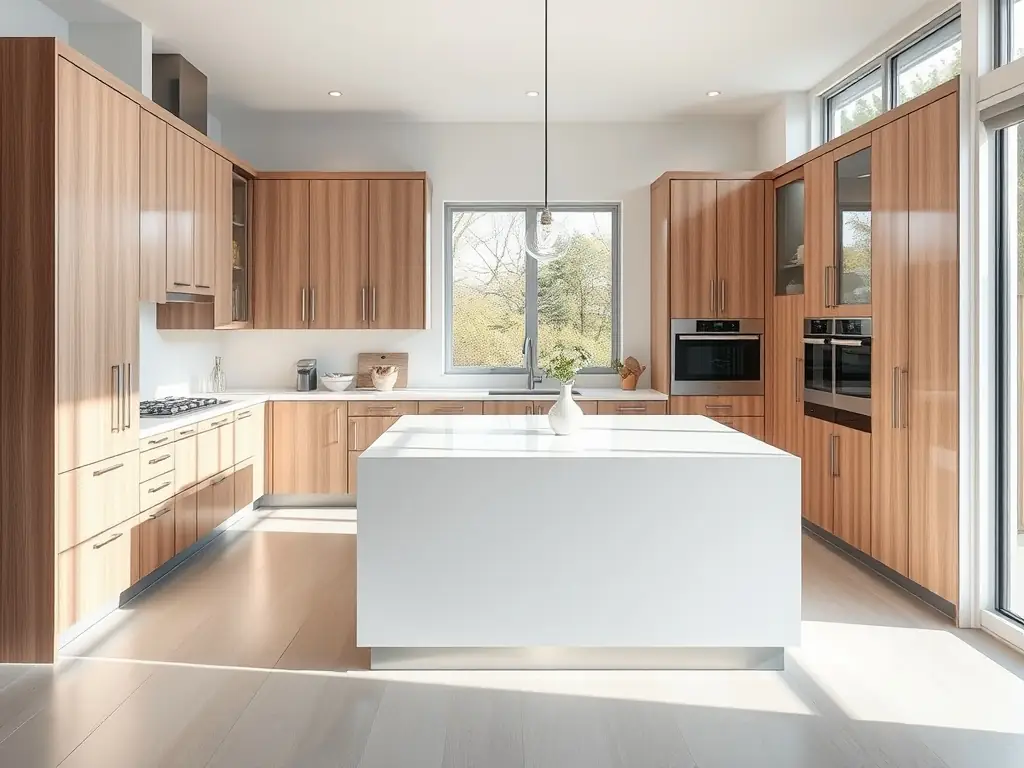 A beautifully renovated kitchen with modern appliances, custom cabinetry, and a stylish island. The image should showcase the transformation and functionality of the renovated space.